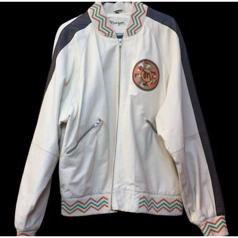 Jacket Meezan Art Couture Leather Hip Hop Lion Baseball Bomber Throwback  XL